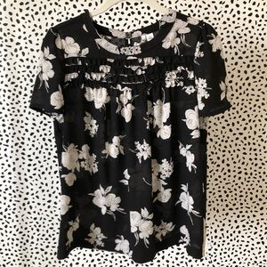 Black and white floral blouse